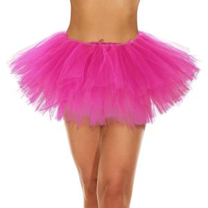 imageWomens Tutu Skirt Elastic 5 Layered Vintage Tulle Ballet Skirt Party Festival CostumeHot Pink