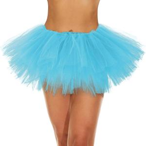 imageWomens Tutu Skirt Elastic 5 Layered Vintage Tulle Ballet Skirt Party Festival CostumeLight Blue