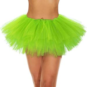 imageWomens Tutu Skirt Elastic 5 Layered Vintage Tulle Ballet Skirt Party Festival CostumeLight Green