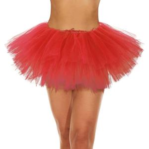 imageWomens Tutu Skirt Elastic 5 Layered Vintage Tulle Ballet Skirt Party Festival CostumeRed