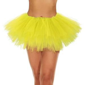 imageWomens Tutu Skirt Elastic 5 Layered Vintage Tulle Ballet Skirt Party Festival CostumeYellow