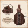 image2 Pcs Medieval Belt Renaissance Belt Viking Belt Ren Faire Leather Belt Pouch Renaissance AccessoriesBrownretro