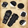 imageLeather Gauntlet Wristband Medieval Bracers 1 Pair Viking Wrist Retro Renaissance Guards Vintage Costumes AccessoriesBlack
