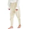 imageMens Pirate Pants Ankle Banded Renaissance Pants Medieval Viking Navigator Pants Halloween Costume Cosplay with DrawstringsBeige