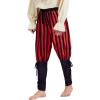 imageMens Pirate Pants Ankle Banded Renaissance Pants Medieval Viking Navigator Pants Halloween Costume Cosplay with DrawstringsBlack Red