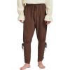 imageMens Pirate Pants Ankle Banded Renaissance Pants Medieval Viking Navigator Pants Halloween Costume Cosplay with DrawstringsBrown