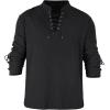 imageMens Pirate Shirt Medieval Renaissance Steampunk Retro Long Sleeve Lace up T Shirt Viking Gothic Halloween Costume TopBlack