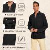 imageMens Pirate Shirt Medieval Renaissance Steampunk Retro Long Sleeve Lace up T Shirt Viking Gothic Halloween Costume TopBlack