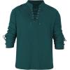 imageMens Pirate Shirt Medieval Renaissance Steampunk Retro Long Sleeve Lace up T Shirt Viking Gothic Halloween Costume TopDark Green