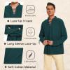 imageMens Pirate Shirt Medieval Renaissance Steampunk Retro Long Sleeve Lace up T Shirt Viking Gothic Halloween Costume TopDark Green