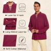 imageMens Pirate Shirt Medieval Renaissance Steampunk Retro Long Sleeve Lace up T Shirt Viking Gothic Halloween Costume TopWine