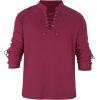 imageMens Pirate Shirt Medieval Renaissance Steampunk Retro Long Sleeve Lace up T Shirt Viking Gothic Halloween Costume TopWine