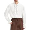 imageMens Pirate Shirt Medieval Renaissance Victorian Costume Ruffled Steampunk Vampire Gothic Halloween TopsA White