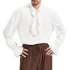 imageMens Pirate Shirt Medieval Renaissance Victorian Costume Ruffled Steampunk Vampire Gothic Halloween TopsA White