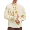 imageMens Pirate Shirt Medieval Renaissance Victorian Costume Ruffled Steampunk Vampire Gothic Halloween TopsBeige