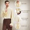 imageMens Pirate Shirt Medieval Renaissance Victorian Costume Ruffled Steampunk Vampire Gothic Halloween TopsBeige