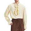 imageMens Pirate Shirt Medieval Renaissance Victorian Costume Ruffled Steampunk Vampire Gothic Halloween TopsBeige