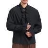 imageMens Pirate Shirt Medieval Renaissance Victorian Costume Ruffled Steampunk Vampire Gothic Halloween TopsBlack