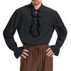imageMens Pirate Shirt Medieval Renaissance Victorian Costume Ruffled Steampunk Vampire Gothic Halloween TopsBlack