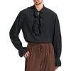 imageMens Pirate Shirt Medieval Renaissance Victorian Costume Ruffled Steampunk Vampire Gothic Halloween TopsBlack