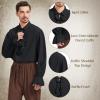 imageMens Pirate Shirt Medieval Renaissance Victorian Costume Ruffled Steampunk Vampire Gothic Halloween TopsBlack