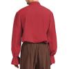 imageMens Pirate Shirt Medieval Renaissance Victorian Costume Ruffled Steampunk Vampire Gothic Halloween TopsRed