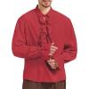 imageMens Pirate Shirt Medieval Renaissance Victorian Costume Ruffled Steampunk Vampire Gothic Halloween TopsRed