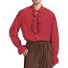 imageMens Pirate Shirt Medieval Renaissance Victorian Costume Ruffled Steampunk Vampire Gothic Halloween TopsRed