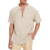 imageMens Pirate Shirt Medieval Renaissance Viking Costume Short Sleeve Shirt Steampunk Retro Gothic Costume TopZ Beige