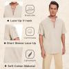 imageMens Pirate Shirt Medieval Renaissance Viking Costume Short Sleeve Shirt Steampunk Retro Gothic Costume TopZ Beige