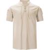 imageMens Pirate Shirt Medieval Renaissance Viking Costume Short Sleeve Shirt Steampunk Retro Gothic Costume TopZ Beige