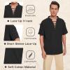 imageMens Pirate Shirt Medieval Renaissance Viking Costume Short Sleeve Shirt Steampunk Retro Gothic Costume TopZ Black