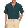 imageMens Pirate Shirt Medieval Renaissance Viking Costume Short Sleeve Shirt Steampunk Retro Gothic Costume TopZ Dark Green