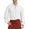 imagePirate Shirt Men Renaissance Faire Costume Medieval Victorian Shirt Vampire Gothic Steampunk Costume Halloween Cosplay TopsA White