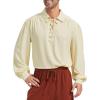 imagePirate Shirt Men Renaissance Faire Costume Medieval Victorian Shirt Vampire Gothic Steampunk Costume Halloween Cosplay TopsBeige