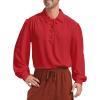 imagePirate Shirt Men Renaissance Faire Costume Medieval Victorian Shirt Vampire Gothic Steampunk Costume Halloween Cosplay TopsRed