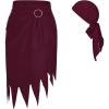 imageAmerican Trends Pirate Skirt Dress Halloween Costume Women Men Pirate Head Scarf Pirate Cosplay Accessories Bandana HeadbandWine Red