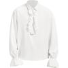 imageMens Pirate Shirt Medieval Renaissance Victorian Costume Ruffled Steampunk Vampire Gothic Halloween TopsA White