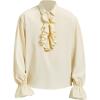 imageMens Pirate Shirt Medieval Renaissance Victorian Costume Ruffled Steampunk Vampire Gothic Halloween TopsBeige