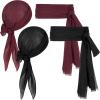 imagePirate Costume Halloween Women Men Pirate Head Scarf Hat Accessories Cosplay Pirate Waist Belt Bandana Headband Renaissance2 Wine Red and Black