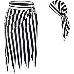 imageAmerican Trends Pirate Skirt Dress Halloween Costume Women Men Pirate Head Scarf Pirate Cosplay Accessories Bandana HeadbandBlack  White
