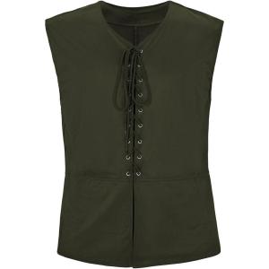 imageAmerican Trends Renaissance Costume Men Renaissance Vest Costume Medieval Costumes Laceup Waistcoat Halloween Pirate VestArmy Green
