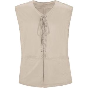 imageAmerican Trends Renaissance Costume Men Renaissance Vest Costume Medieval Costumes Laceup Waistcoat Halloween Pirate VestBeige