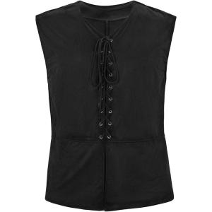 imageAmerican Trends Renaissance Costume Men Renaissance Vest Costume Medieval Costumes Laceup Waistcoat Halloween Pirate VestBlack