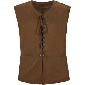 imageAmerican Trends Renaissance Costume Men Renaissance Vest Costume Medieval Costumes Laceup Waistcoat Halloween Pirate VestBrown