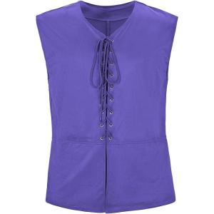 imageAmerican Trends Renaissance Costume Men Renaissance Vest Costume Medieval Costumes Laceup Waistcoat Halloween Pirate VestPurple