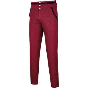 imageGothic Pants for Men Cosplay Victorian Pants Steampunk Costume Pants Halloween Medieval Vintage Cosplay Trousers Pirate PantsWine Red