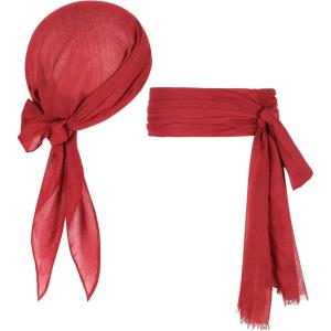 imagePirate Costume Halloween Women Men Pirate Head Scarf Hat Accessories Cosplay Pirate Waist Belt Bandana Headband Renaissance02 Red
