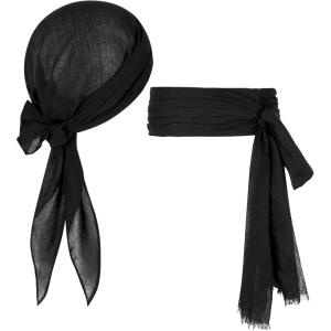 imagePirate Costume Halloween Women Men Pirate Head Scarf Hat Accessories Cosplay Pirate Waist Belt Bandana Headband Renaissance03 Black
