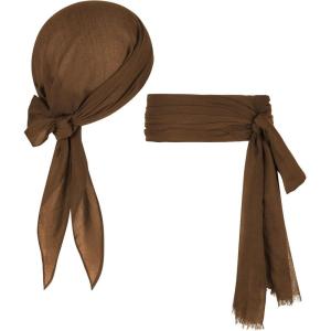 imagePirate Costume Halloween Women Men Pirate Head Scarf Hat Accessories Cosplay Pirate Waist Belt Bandana Headband Renaissance05 Brown